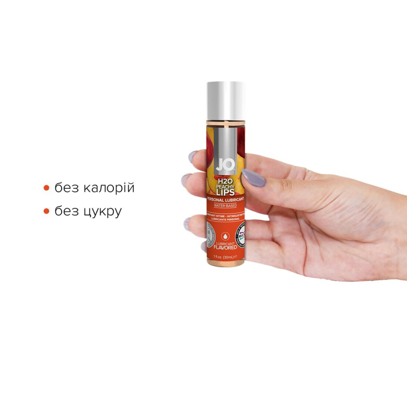 Змазка на водній основі JO H2O – Peachy Lips (30 мл) без цукру, рослинний гліцерин