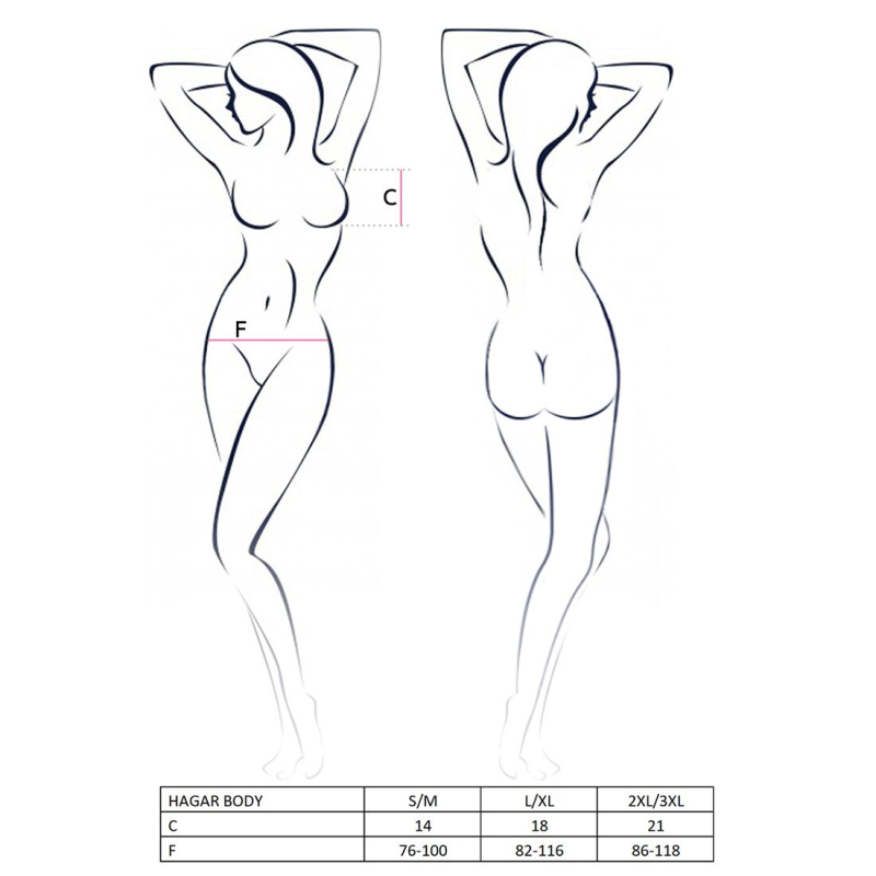 Боді–монокіні Passion Exclusive HAGAR BODY L/XL, чорний колір