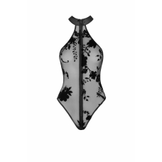 Боді Noir Handmade F314 Ego flocked mesh halter bodysuit – L