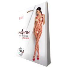 Бодістокінг у дуже велику сітку Passion BS091 червоний, з доступом