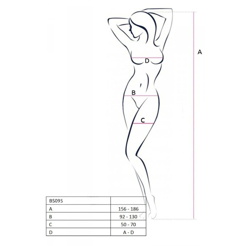 Бодістокінг з безліччю бретелей Passion BS095 One Size, червоний, імітація пояса та панчіх, з доступом