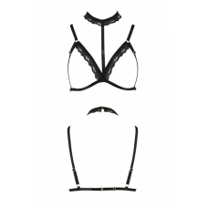 Бюстгальтер–стрепи з чокером Passion Exclusive SHELLY BRA L/XL, чорний колір