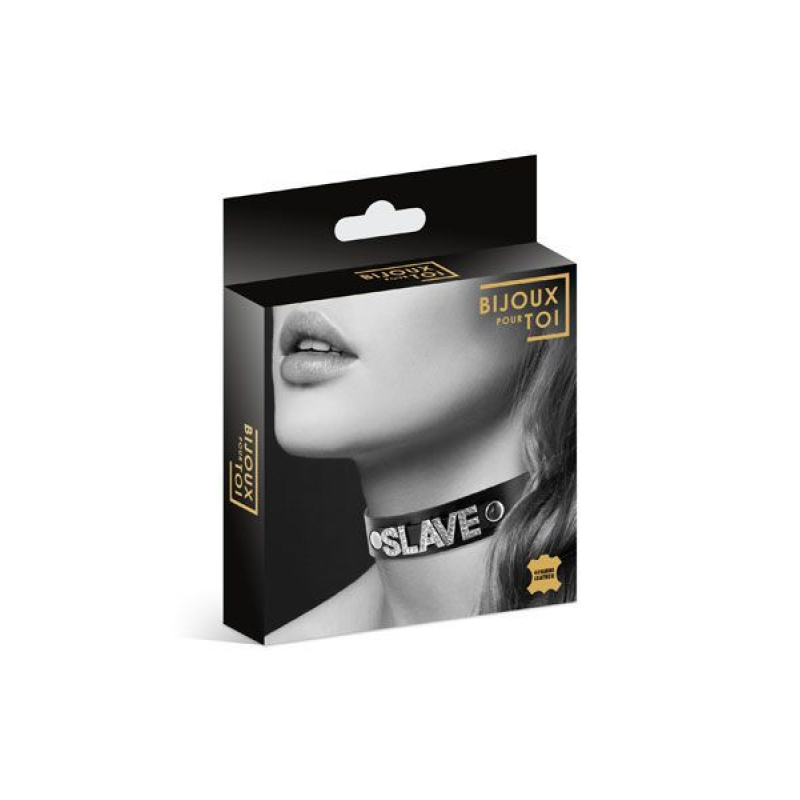 Чокер зі стразами Bijoux Pour Toi – SLAVE, натуральна шкіра