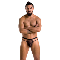 Чоловічі прозорі стринги Passion 029 THONG COLLIN L/XL Чорний колір, сітка