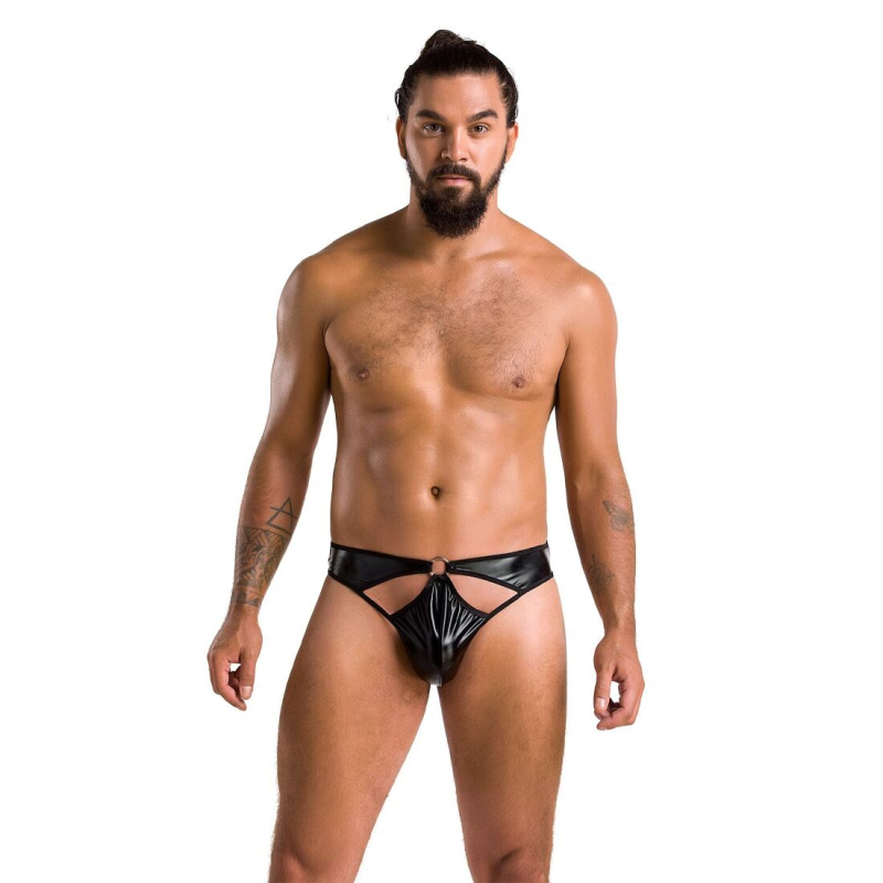 Чоловічі стринги Passion 033 THONG PAUL S/M Чорний колір, під латекс