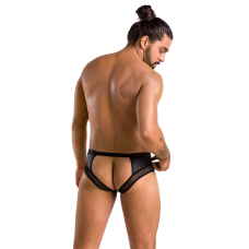 Чоловічі труси з ланцюжком Passion 030 SLIP TOM L/XL Чорний колір, екошкіра, відкриті сідниці
