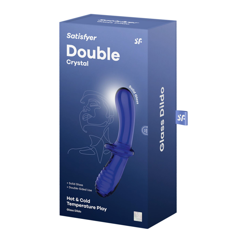 Двосторонній скляний дилдо Satisfyer Double Crystal Light Blue, боросилікатне скло, унісекс, довжина 19.7 см
