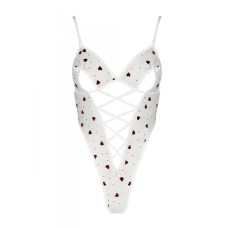 Еротичний боді з малюнком Passion LOVELIA BODY 2XL/3XL, білий
