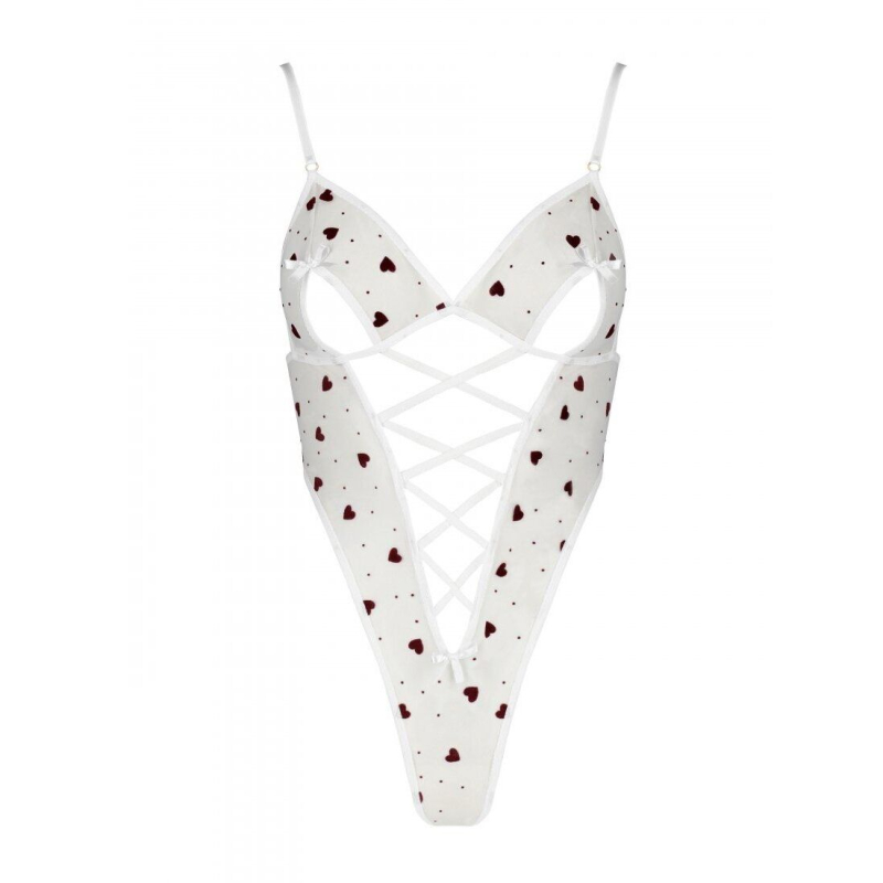 Еротичний боді з малюнком Passion LOVELIA BODY 2XL/3XL, білий
