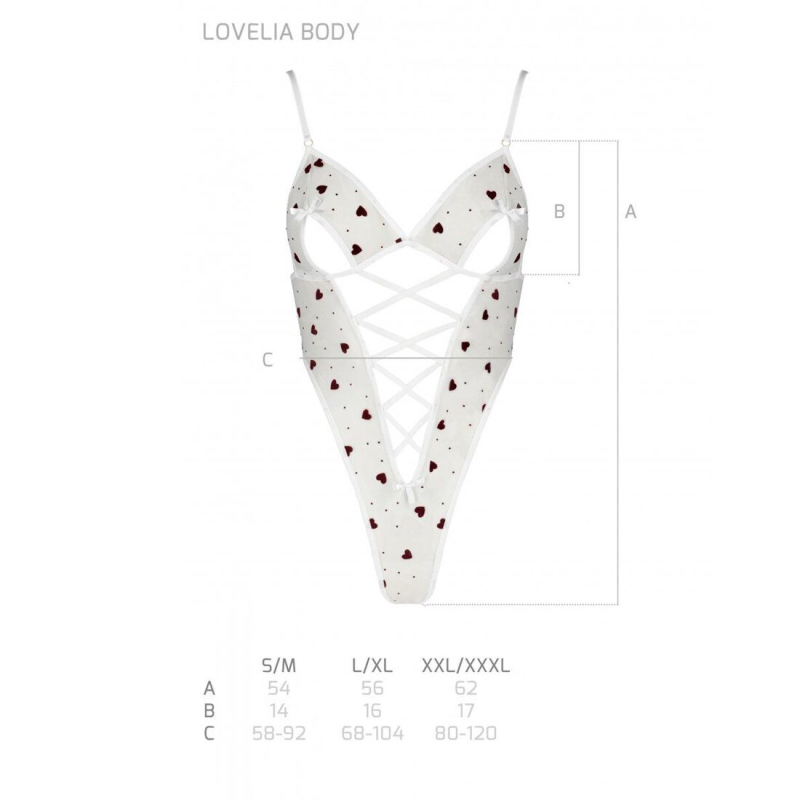 Еротичний боді з малюнком Passion LOVELIA BODY 2XL/3XL, білий
