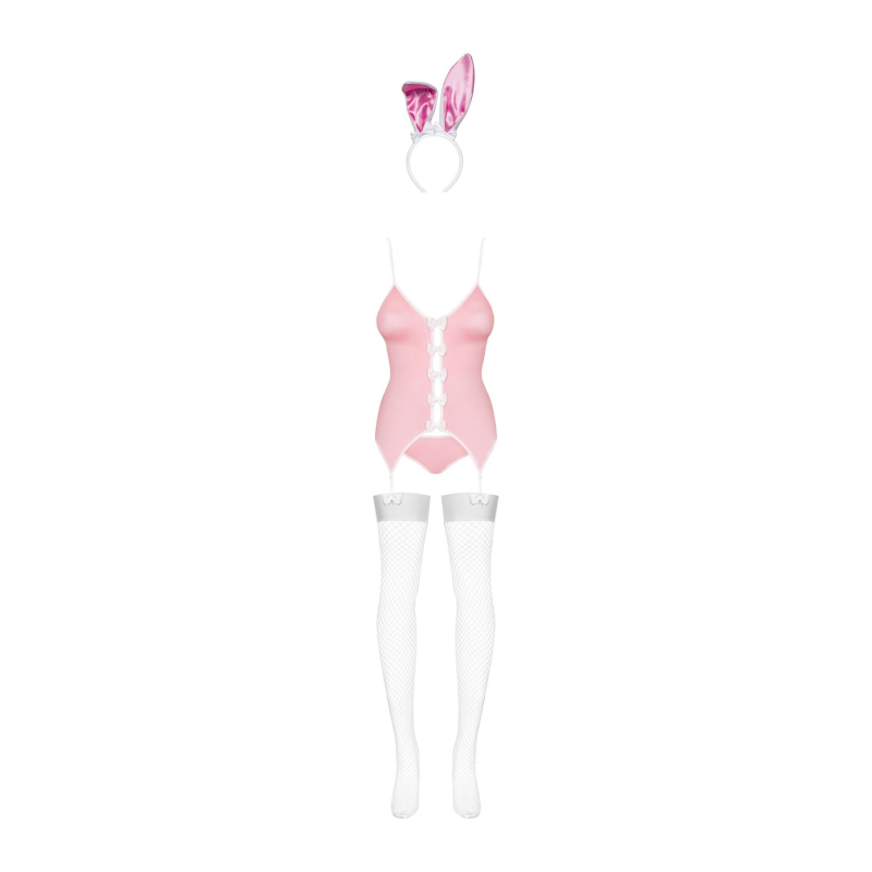 Еротичний костюм зайчика Obsessive Bunny suit 4 pcs, S/M, білий/рожевий