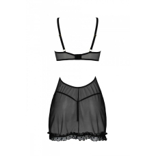 Еротичний пеньюар Passion MARINA CHEMISE, 2XL/3XL, чорний колір