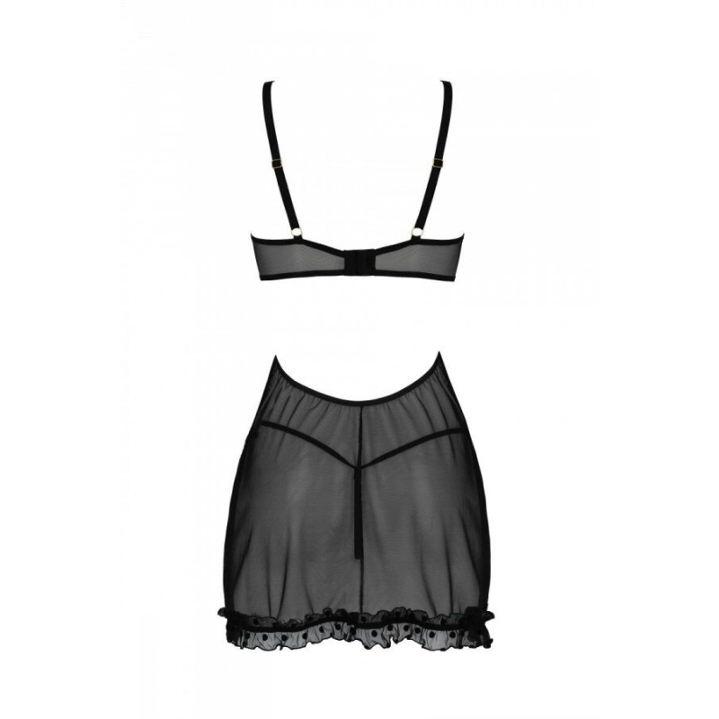 Еротичний пеньюар Passion MARINA CHEMISE, 2XL/3XL, чорний колір