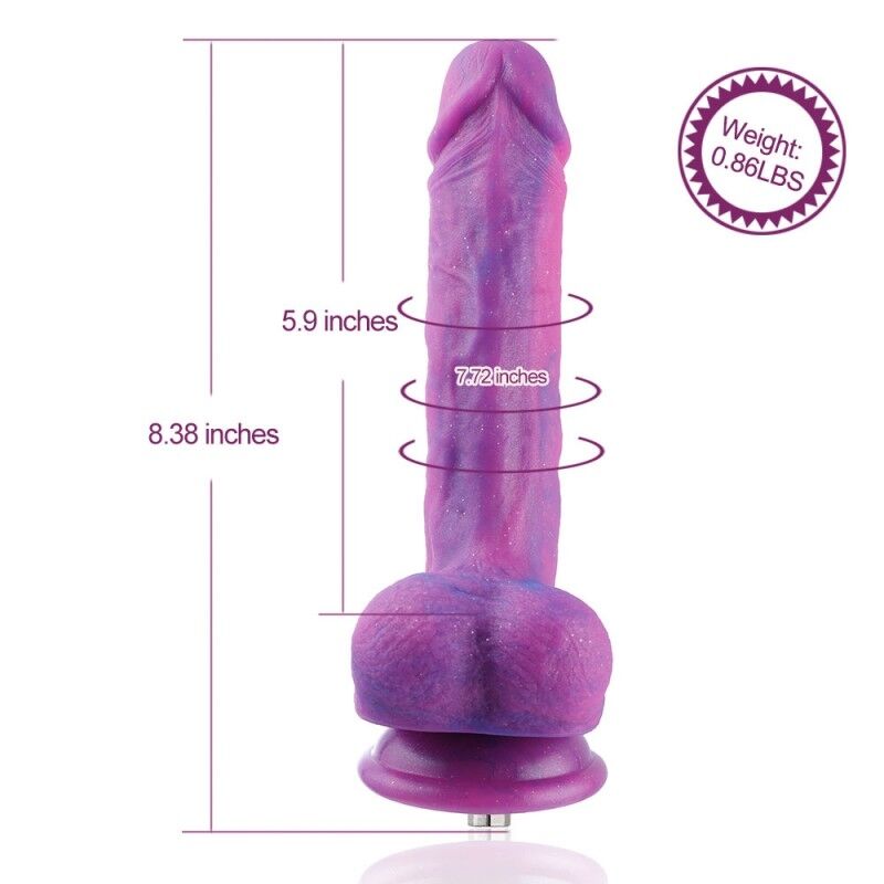 Фалоімітатор з вібрацією для секс-машин Hismith Purple Silicone, KlicLok, діам. 5 см, довжина 21 см