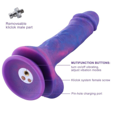 Фалоімітатор з вібрацією для секс-машин Hismith Purple Silicone, KlicLok, діам. 5 см, довжина 21 см