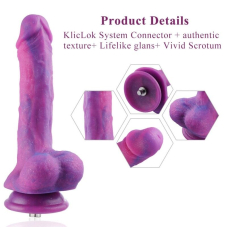 Фалоімітатор з вібрацією для секс-машин Hismith Purple Silicone, KlicLok, діам. 5 см, довжина 21 см
