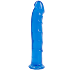 Фалоімітатор Doc Johnson Jelly Jewels Dong & Suction Cup Blue, антибактеріальний ПВХ, довжина 20 см, діам. 3.6 см