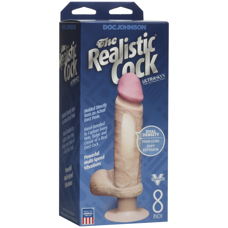 Фалоімітатор з вібрацією Doc Johnson The Realistic Cock, ULTRASKYN, діам. 5.1 см, довжина 20.3 см
