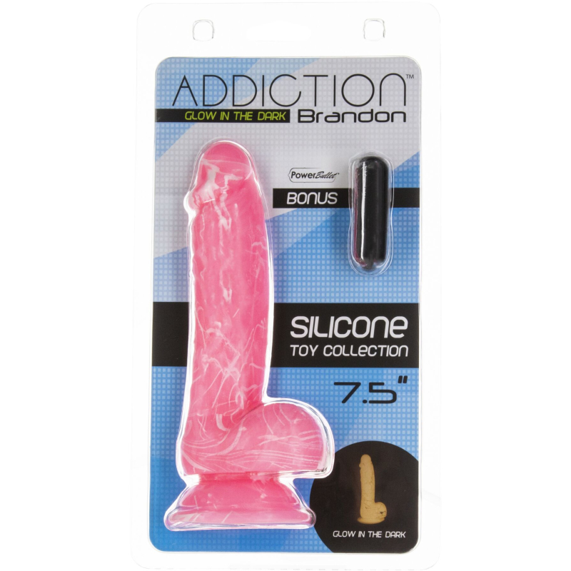 Фаллоимитатор, который светится в темноте ADDICTION Brandon, длина 19 см, силикон