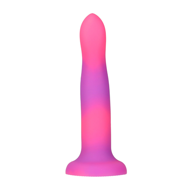 Фалоімітатор ADDICTION Rave Glow in the Dark Dildo Pink Purple, світиться у темряві, довжина 20.3 см
