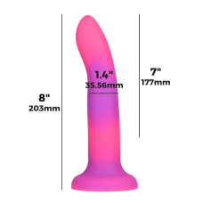 Фалоімітатор ADDICTION Rave Glow in the Dark Dildo Pink Purple, світиться у темряві, довжина 20.3 см