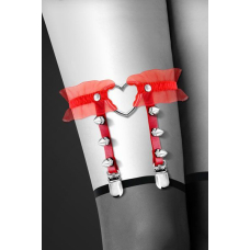 Гартер на ногу Bijoux Pour Toi – WITH HEART AND SPIKES Червоний, сексуальна підв'язка з сердечком