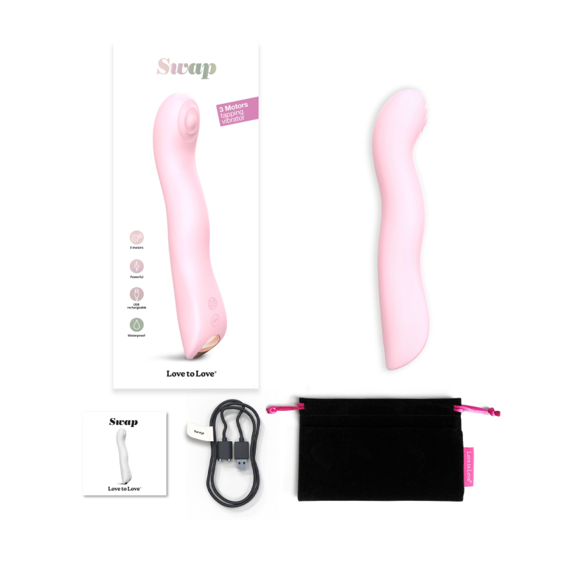 Гнучкий вібратор з пульсівною перлиною для точки G – Love To Love SWAP BABY PINK – 3 мотори