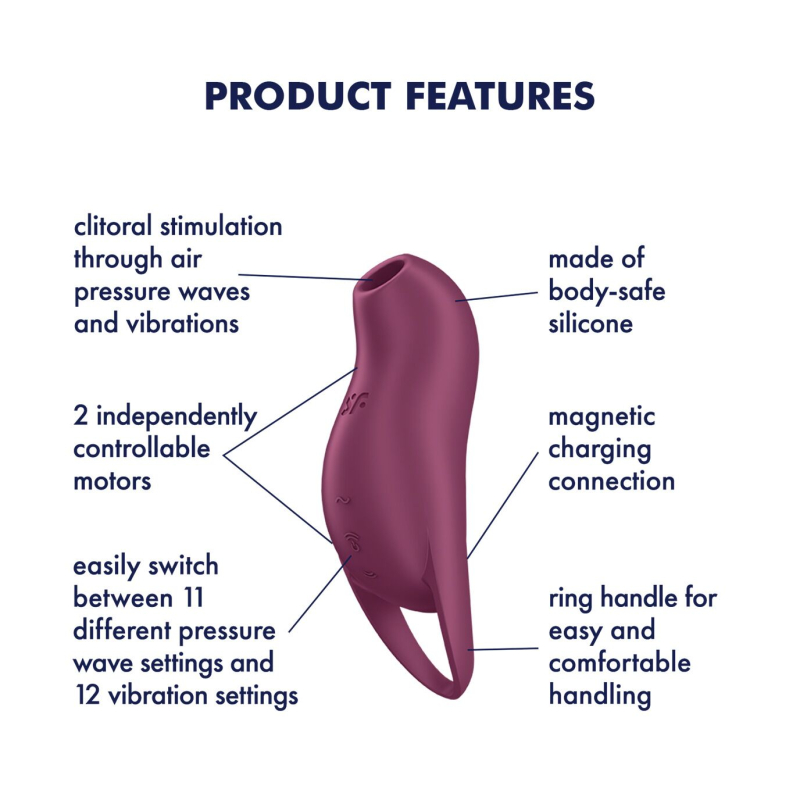 Кліторальний вакуумний стимулятор з вібрацією – Satisfyer Pocket Pro 1 Purple – 11 режимів вакууму + 12 вібрації