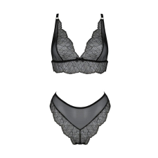 Комплект білизни Passion AMBERLY SET 6XL/7XL Чорний, ліф, трусики бразиліана, люрексова нитка