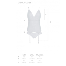 Корсет із пажами, трусики з ажурним декором та відкритим кроком Passion URSULA CORSET S/M, білий