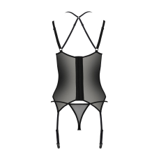 Корсет Passion DROSERA CORSET Чорний, S/M, з кріпленнями для панчіх, трусики в комплекті