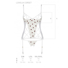 Корсет с подвязками, стринги Passion LOVELIA CORSET L/XL, белый