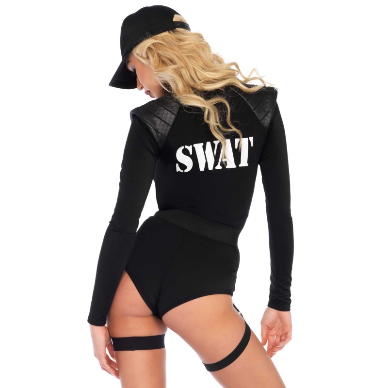 Костюм еротичних спецсил Leg Avenue SWAT Team Babe M, боді, пояс, підв’язки, іграшкова рація, кепка