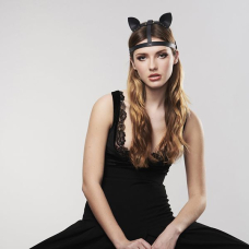 Маска кішечки Bijoux Indiscrets MAZE – Cat Ears Headpiece Чорний колір, екошкіра