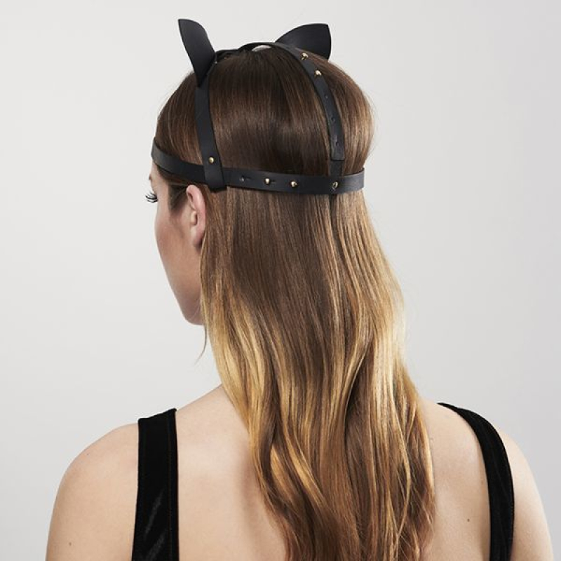 Маска кішечки Bijoux Indiscrets MAZE – Cat Ears Headpiece Чорний колір, екошкіра