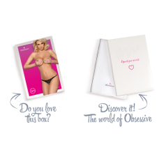 Кружевные танги с двумя отверстиями Obsessive 831–THC–1 crotchless thong L/XL, черные, бантики
