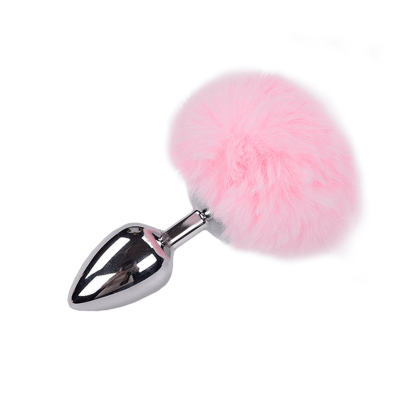 Анальная пробка с кроличьим хвостом Alive Fluffy Plug L Pink, 5,5 см
