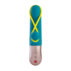 Міні вібратор-кролик зі стрічкою – Fun Factory AMORINO Petrol/Neon Yellow – 6 швидкостей + 6 режимів