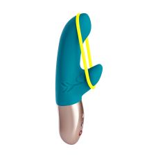 Міні вібратор-кролик зі стрічкою – Fun Factory AMORINO Petrol/Neon Yellow – 6 швидкостей + 6 режимів