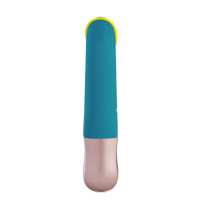 Міні вібратор-кролик зі стрічкою – Fun Factory AMORINO Petrol/Neon Yellow – 6 швидкостей + 6 режимів