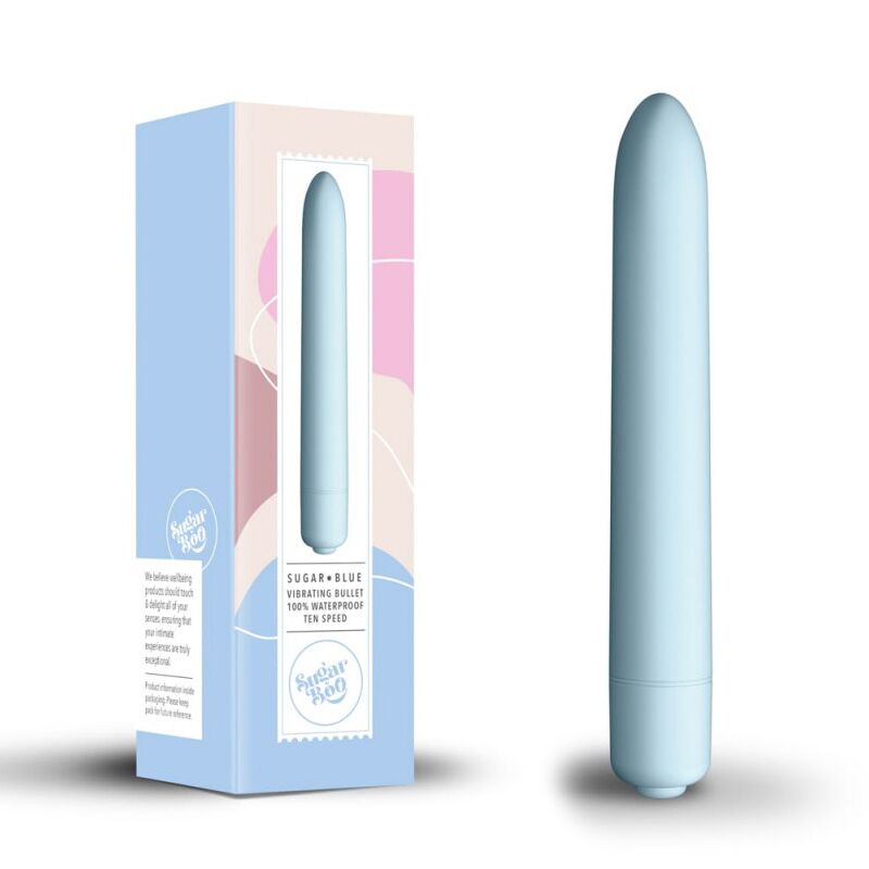 Мини вибратор – SugarBoo Sugar Blue – 10 уровней интенсивности, работает от 2 батареек, базовая водозащита
