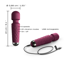 Міні вібромасажер (вібратор мікрофон) – Dorcel Wand Mini Wanderful Plum – гнучка головка, 10 вібро-режимів