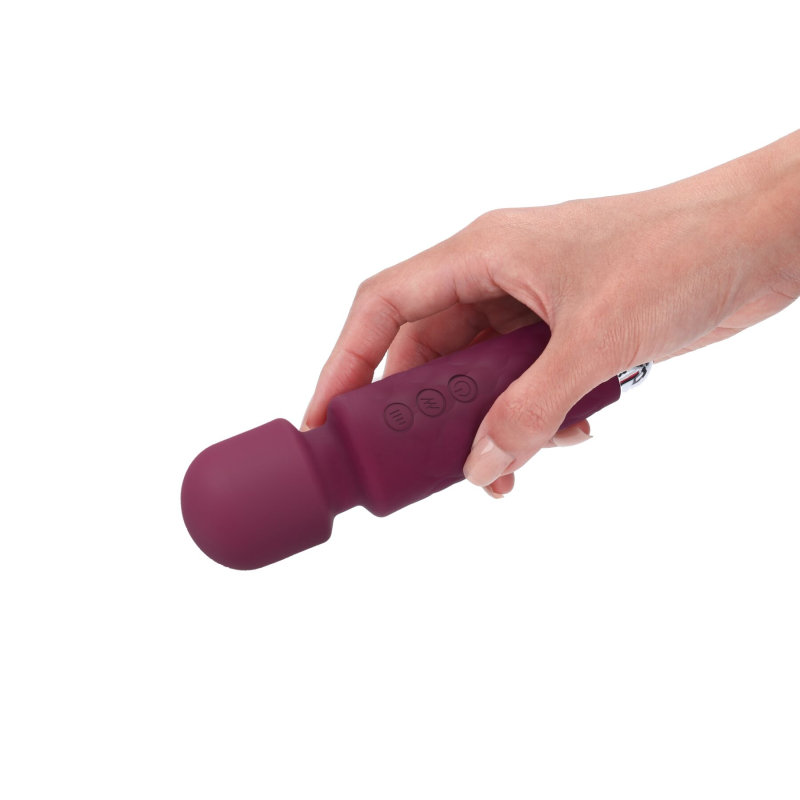 Мини вибромассажер (вибратор микрофон) – Dorcel Wand Mini Wanderful Plum – гибкая головка, 10 вибро-режимов