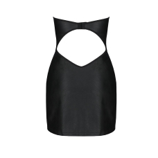 Мінісукня з екошкіри Passion CELINE CHEMISE 2XL/3XL, чорний колір, шнурівка, трусики в комплекті