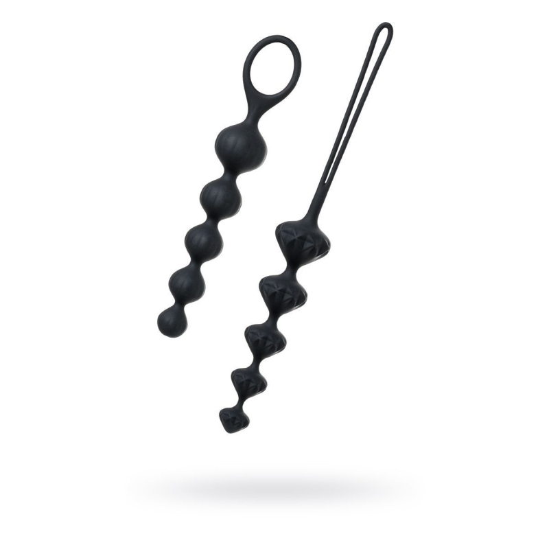 Набор анальных бусинок Satisfyer Beads Black, силикон, макс. диаметр 3.3 см и 3.5 см