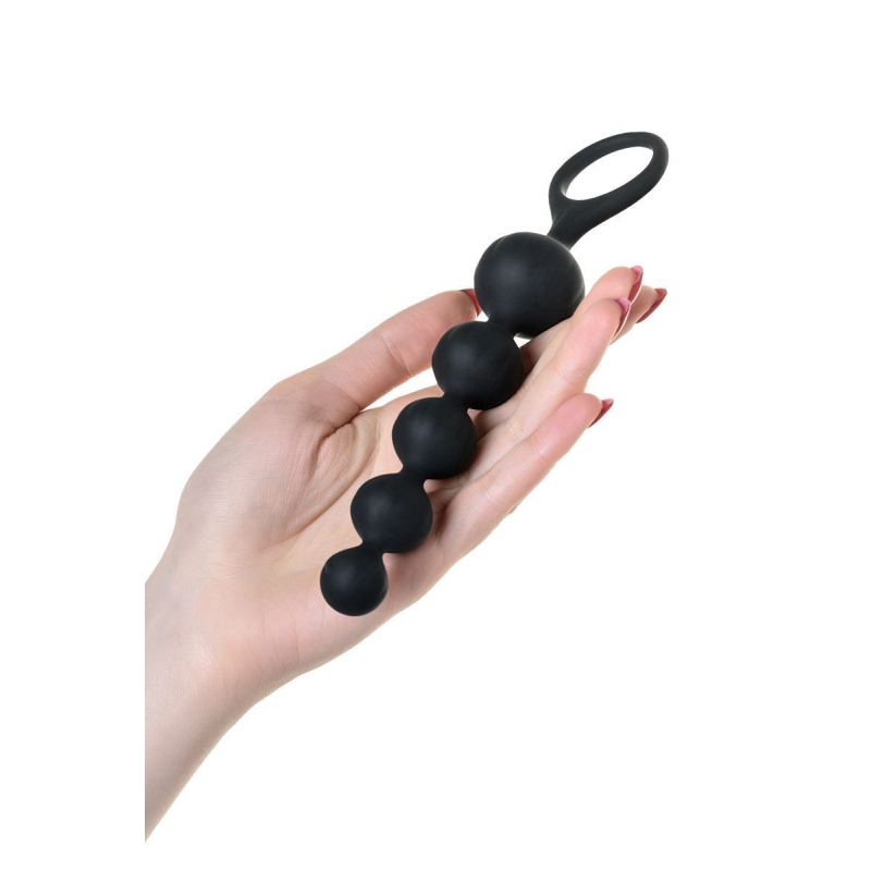 Набор анальных бусинок Satisfyer Beads Black, силикон, макс. диаметр 3.3 см и 3.5 см