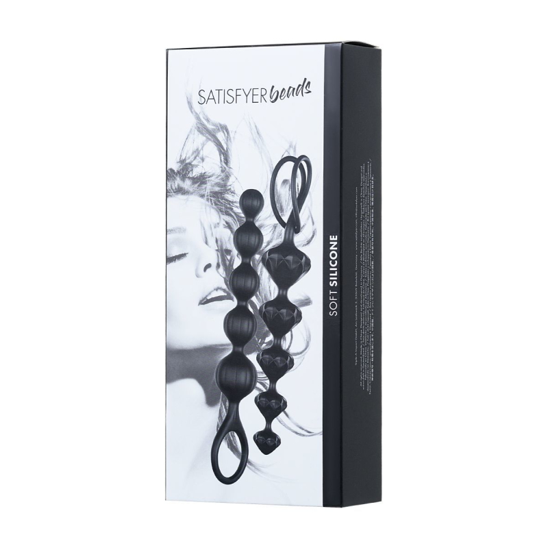 Набор анальных бусинок Satisfyer Beads Black, силикон, макс. диаметр 3.3 см и 3.5 см