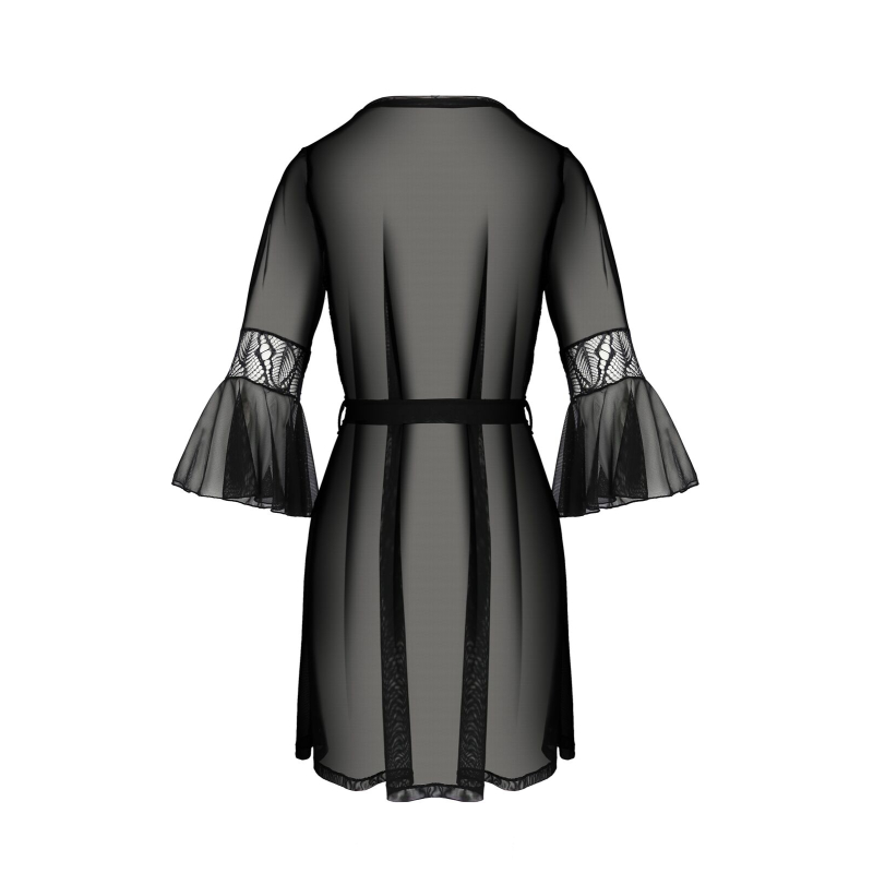 Пеньюар Passion LEAFA PEIGNOIR Чорний S/M – ECO Passion
