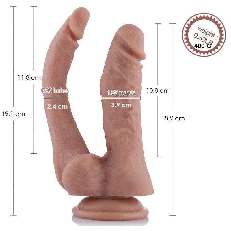 Подвійний фалоімітатор Hismith Double Penetrator Silicone Dildo, довжина 19 см