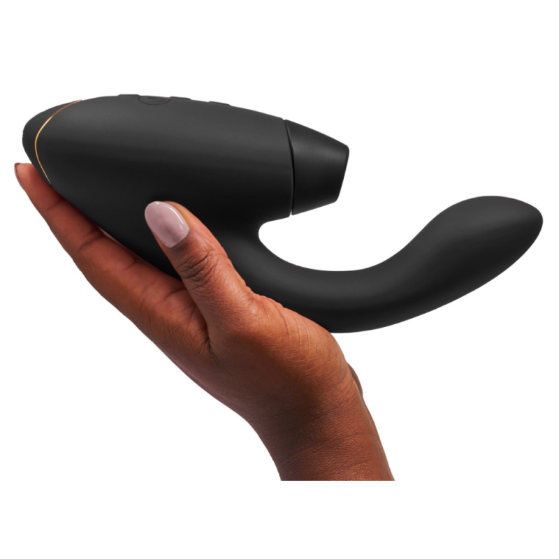 Womanizer Duo 2 Black – Двойной вакуумный стимулятор с вибрацией (14 режимов вакуума + 10 вибрации)